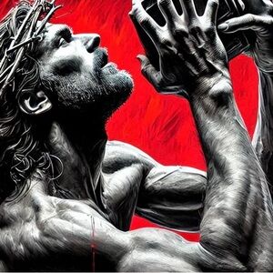 Jesus holding a stone, religious art, limited edition, Jesus art, Devine art